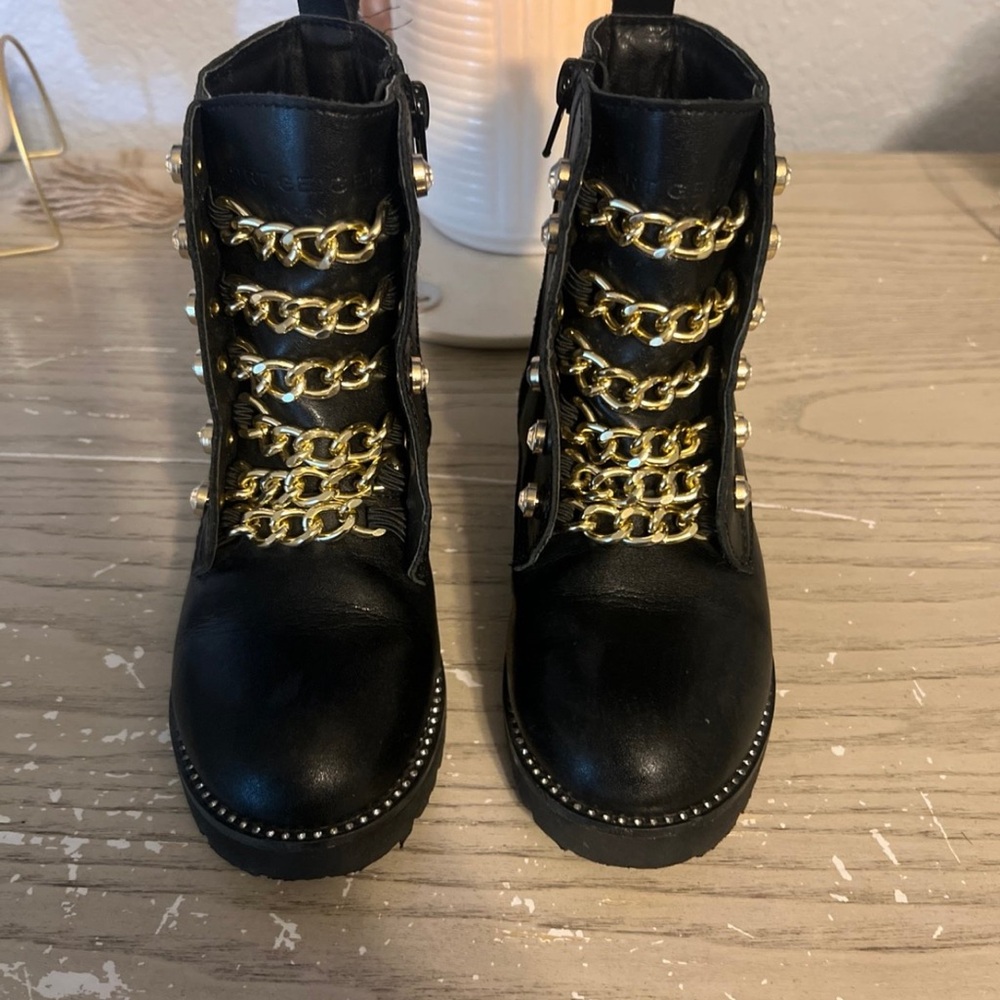 Black and Gold Chain Kid’s Boots